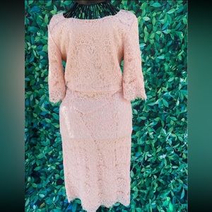 Mikarose Women’s Pink all-over Lace Midi Dress